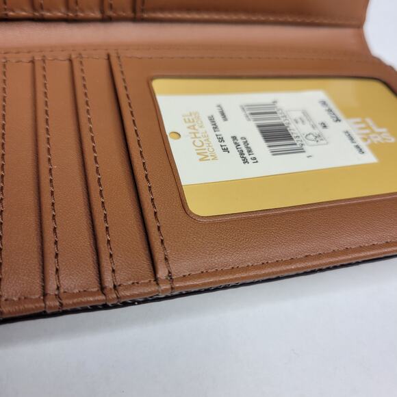 NWT Michael Kors TriFold Wallet Jet Set Travel Vanilla Brown NEW - Picture 10 of 13